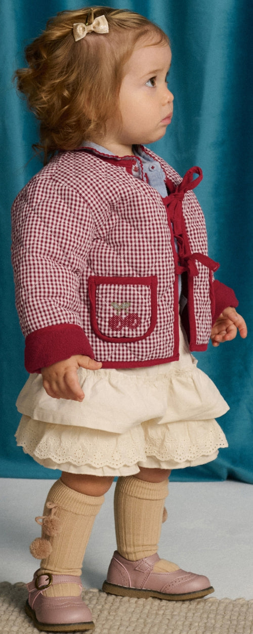 Baby Red Quilted Coat, front