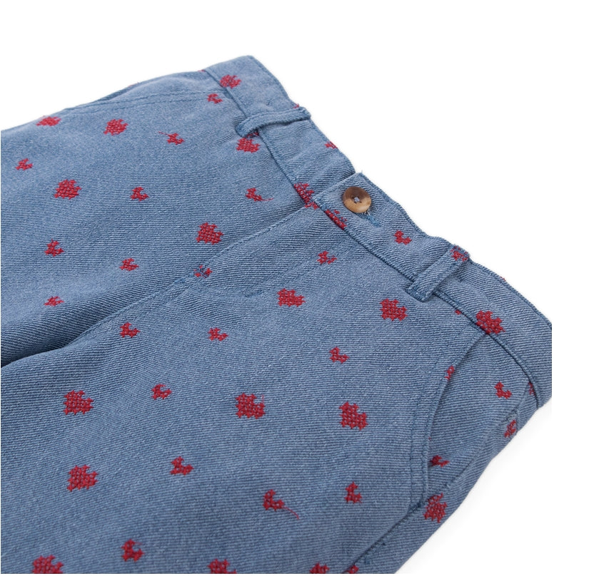 Blue Odette Denim Pant with Heart, view 2