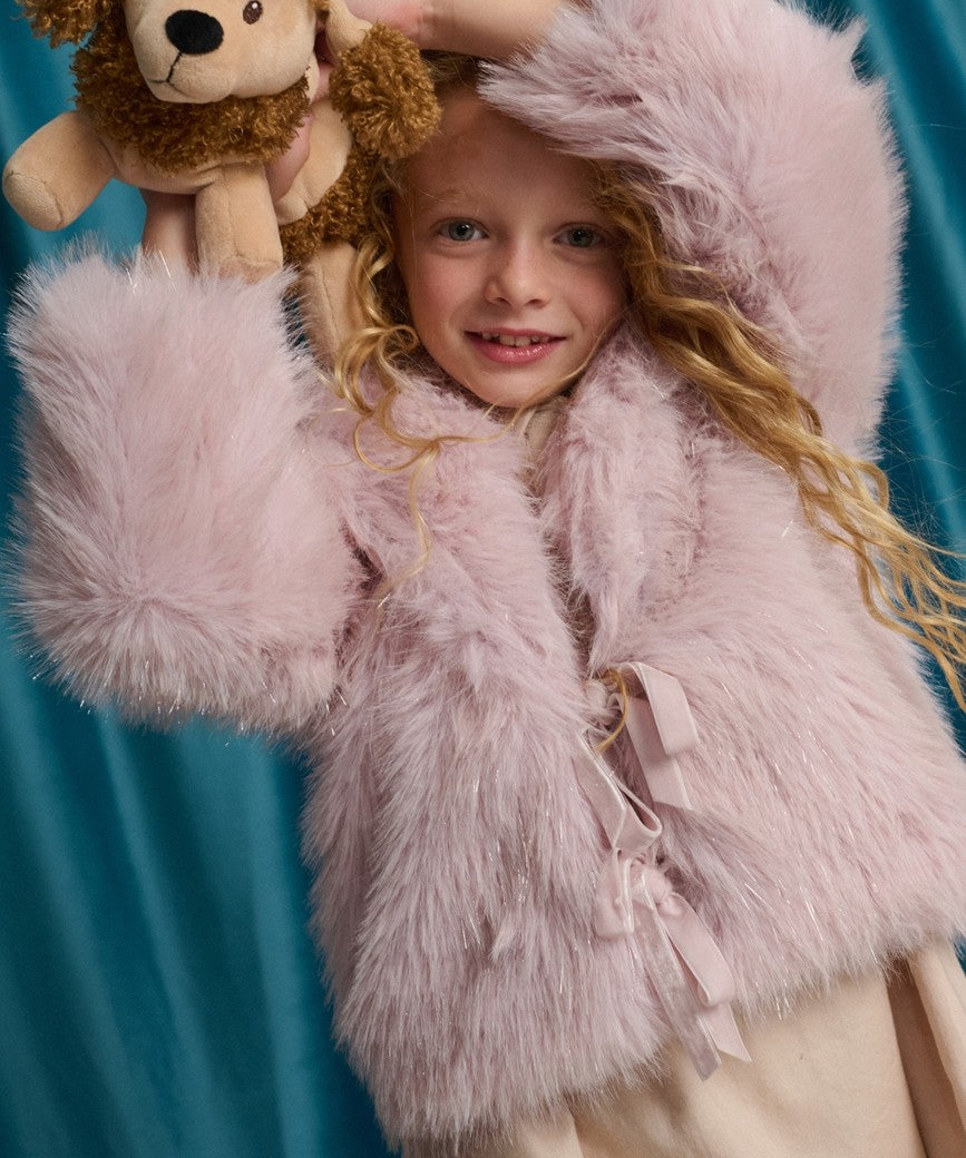 Pink Tabitha Faux Fur Coat, front