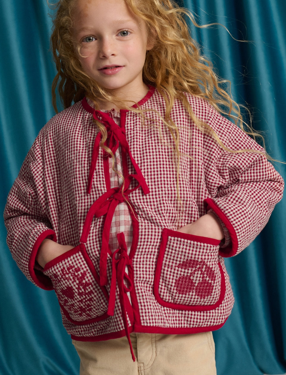 Red Lavinia Quilted Coat, front